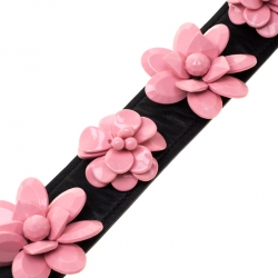 Pre Owned Prada Black Leather Flower Bag Strap