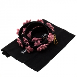 Pre Owned Prada Black Leather Flower Bag Strap