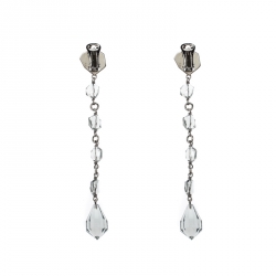 Pre Owned Prada Clear Bead Crystal Clip-on Long Drop Earrings
