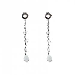 Pre Owned Prada Clear Bead Crystal Clip-on Long Drop Earrings