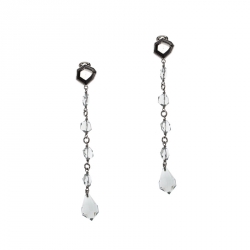 Pre Owned Prada Clear Bead Crystal Clip-on Long Drop Earrings
