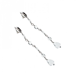 Pre Owned Prada Clear Bead Crystal Clip-on Long Drop Earrings