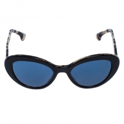 Prada Black and Ivory Havana SPR 15Q Cat Eye Sunglasses