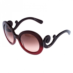 Prada Burgundy/ Brown Gradient SPR 27N Baroque Round Sunglasses