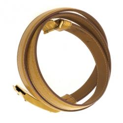 مملوكة مسبقًا Prada Tan Leather Logo Plaque Belt 80 CM