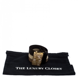 مملوكة مسبقًا Prada Tricolor Elastic Fabric Logo Plague Belt 70CM