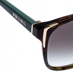 Prada Brown Tortoise/Green SPR 01O Square Sunglasses