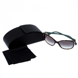 Prada Brown Tortoise/Green SPR 01O Square Sunglasses