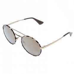 Prada Havana/ Pale Gold Mirrored SPR51S Round Sunglasses