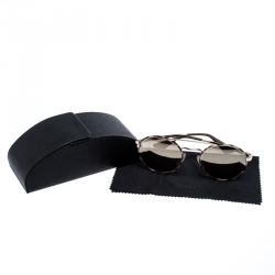 Prada Havana/ Pale Gold Mirrored SPR51S Round Sunglasses