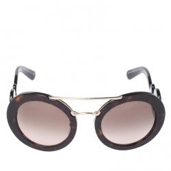 Prada Brown Havana/ Brown Gradient SPR 13S Baroque Round Sunglasses