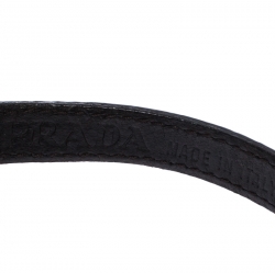 Pre Owned Prada Brown Leather Silver Tone Double Wrap Bracelet