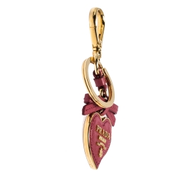 Prada Petal Pink Saffiano Leather Heart Key Chain/ Bag Charm