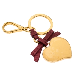 Prada Petal Pink Saffiano Leather Heart Key Chain/ Bag Charm