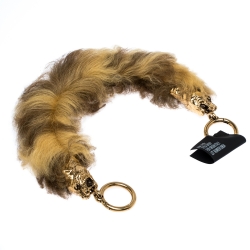 Prada Yellow/Brown Shearling Tiger Head Bag Strap