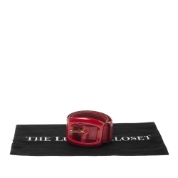 Prada Red Leather Buckle Waist Belt 70CM