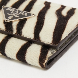 Prada White/Black Zebra Print Calf Hair Key Holder   