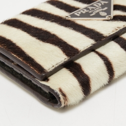 Prada White/Black Zebra Print Calf Hair Key Holder   