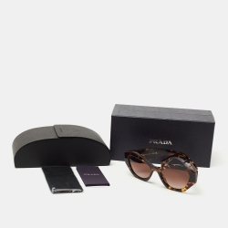 Prada Dark Brown Tortoise SPR07Y Symbole Cat Eye Sunglasses