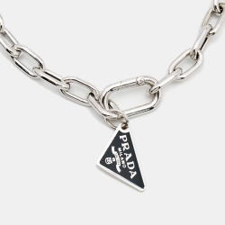 Prada Triangle Logo Sterling Silver Bracelet L