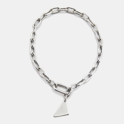 Prada Triangle Logo Sterling Silver Bracelet L
