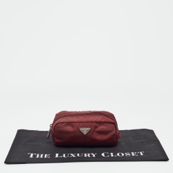 Prada Burgundy Nylon Cosmetic Pouch