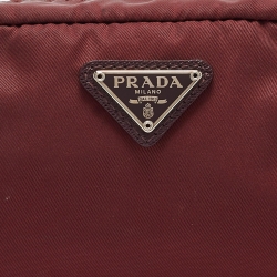 Prada Burgundy Nylon Cosmetic Pouch