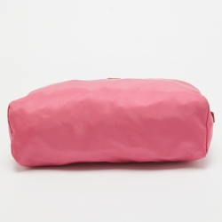 Pre Owned Prada Pink Nylon Oversized Cosmetic Pouch