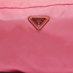 Pre Owned Prada Pink Nylon Oversized Cosmetic Pouch