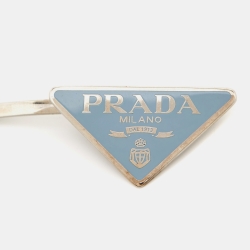 Pre Owned Prada Bluette Enamel Silver Tone Hair Pin