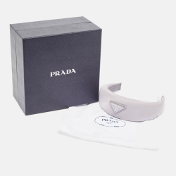Prada Light Purple Metal Triangle Applique Nylon Headband
