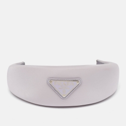 Prada Light Purple Metal Triangle Applique Nylon Headband