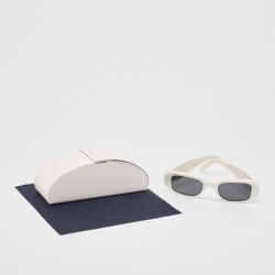 مملوكة مسبقًا Prada White SPR 17W Symbol Rectangular Sunglasses