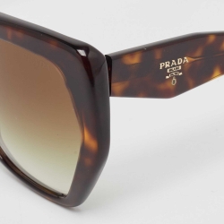Prada Brown Gradient Tortoise Frame SPR 16R Hexagonal Sunglasses