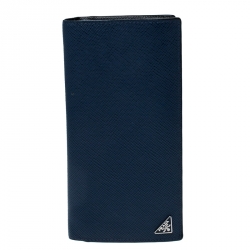 Pre Owned Prada Blue Saffiano Leather Bifold Long Wallet