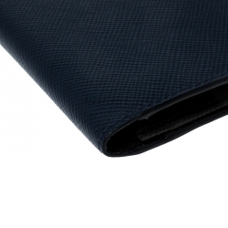 Pre Owned Prada Blue Saffiano Leather Bifold Long Wallet