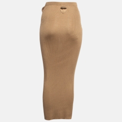Prada Beige Rib Knit Midi Skirt S