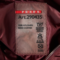 Pre Owned Prada Burgundy Synthetic Hooded Zip-Up Windcheater Coat S