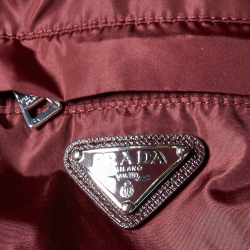 Pre Owned Prada Burgundy Synthetic Hooded Zip-Up Windcheater Coat S