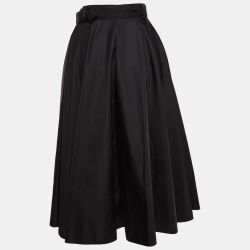 Pre Owned Prada Black Re-Nylon Pleated Midi Skirt S