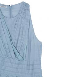 Pre Owned Prada Light Blue Cotton Gathered Dress M