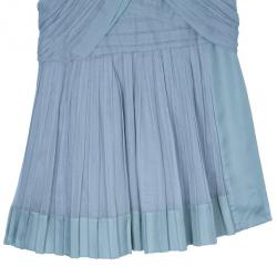 Pre Owned Prada Light Blue Cotton Gathered Dress M
