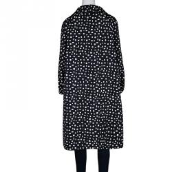 Pre Owned Prada Navy Blue and White Printed Silk Overcoat L