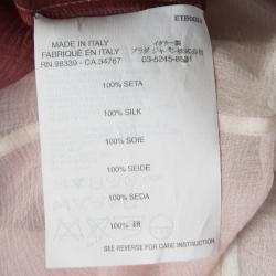 Pre Owned Prada SS'04 Pink Ombre Neck Tie Detail Pleated Long Sleeve Silk Blouse S