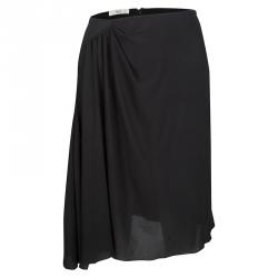 Pre Owned Prada Black Draped Silk Mini Skirt M