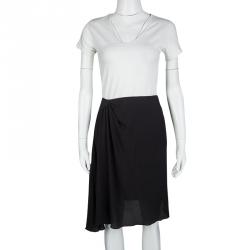 Pre Owned Prada Black Draped Silk Mini Skirt M