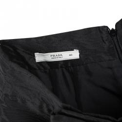 مملوكة مسبقًا Prada Crushed Black Bow Detail High Waist Skirt L