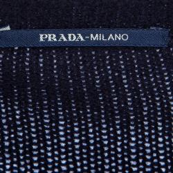 Pre Owned Prada Navy Blue Cashmere Contrast Stitch Detail V Neck Sweater S
