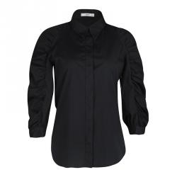 Pre Owned Prada Black Ruched Long Sleeve Blouse M