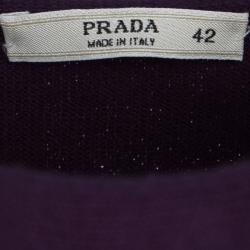 Pre Owned Prada Purple Wool Ruffle Detail Sleeveless Top M